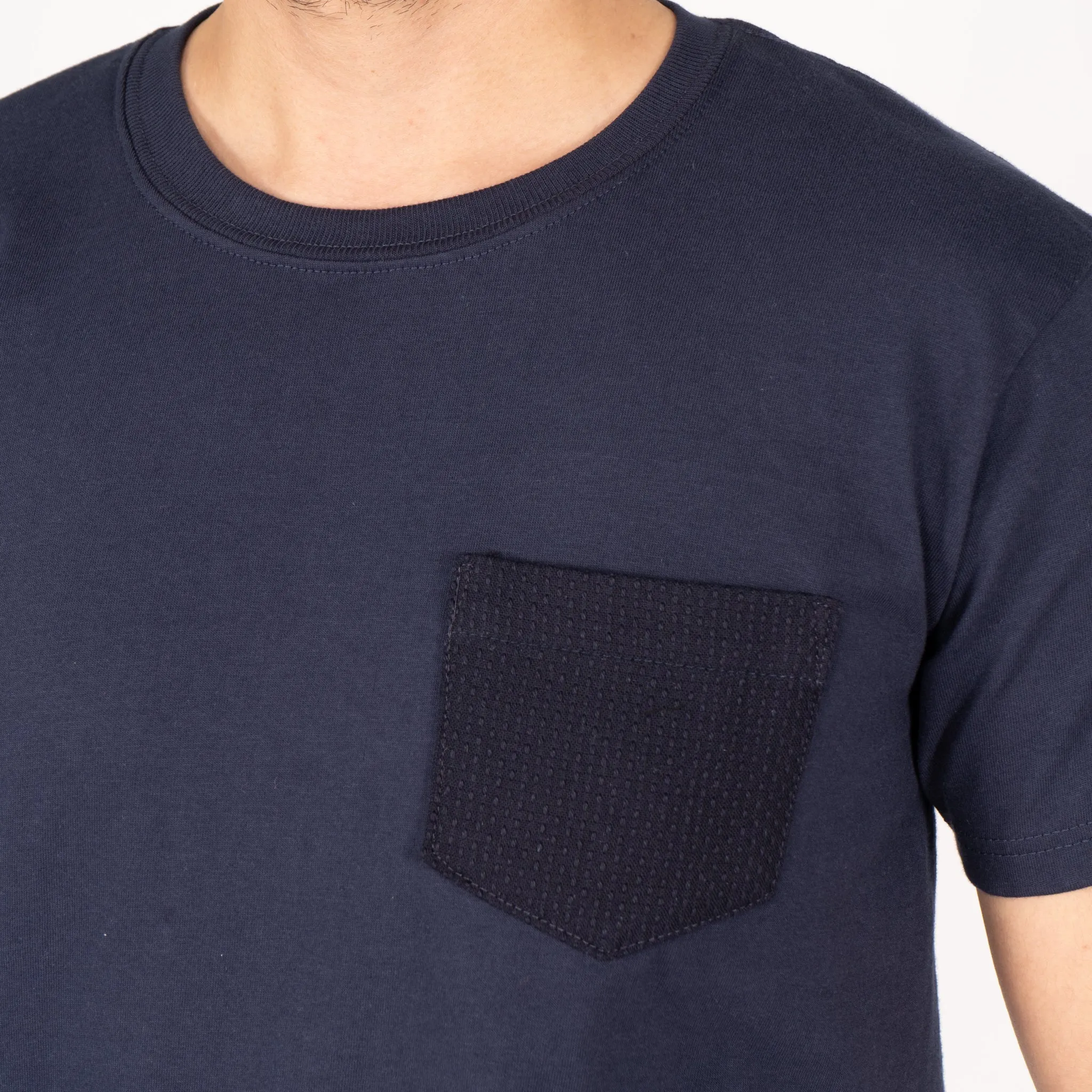 Pocket Tee - Navy - Sashiko Double Gauze