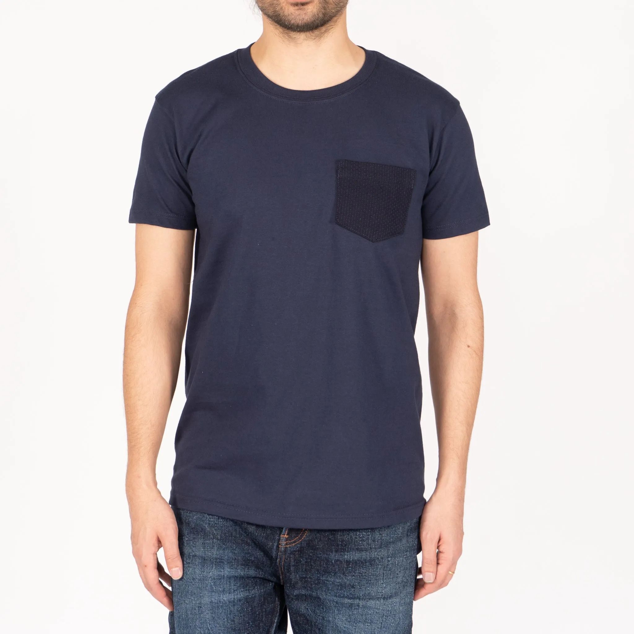 Pocket Tee - Navy - Sashiko Double Gauze