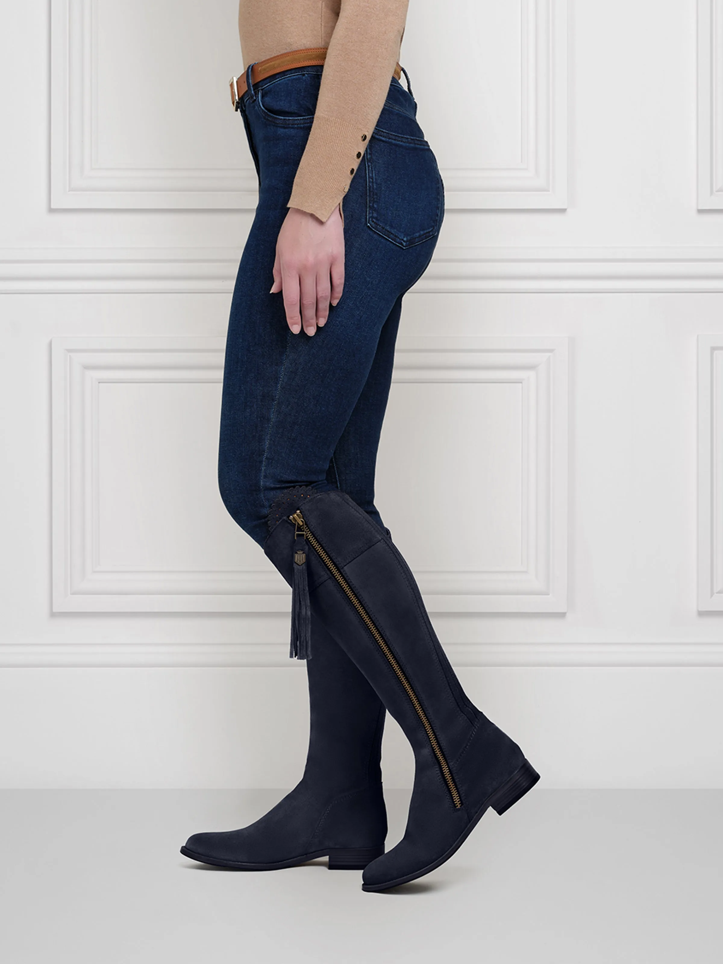 Regina (Regular Fit) - Navy Blue Suede