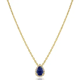 Sapphire Diamond Halo Necklace