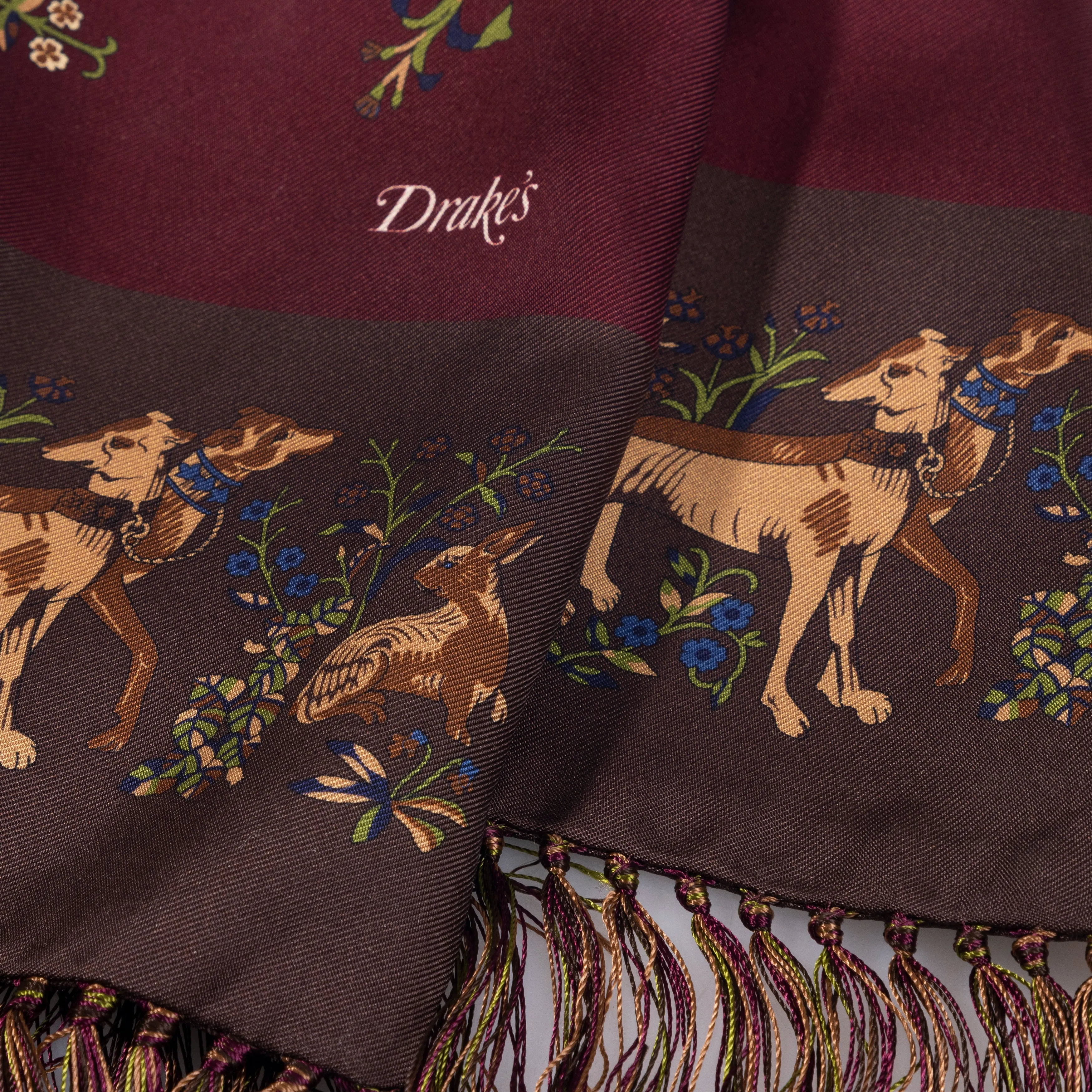 Silk Unicorn Print Tasseled Tubular Scarf