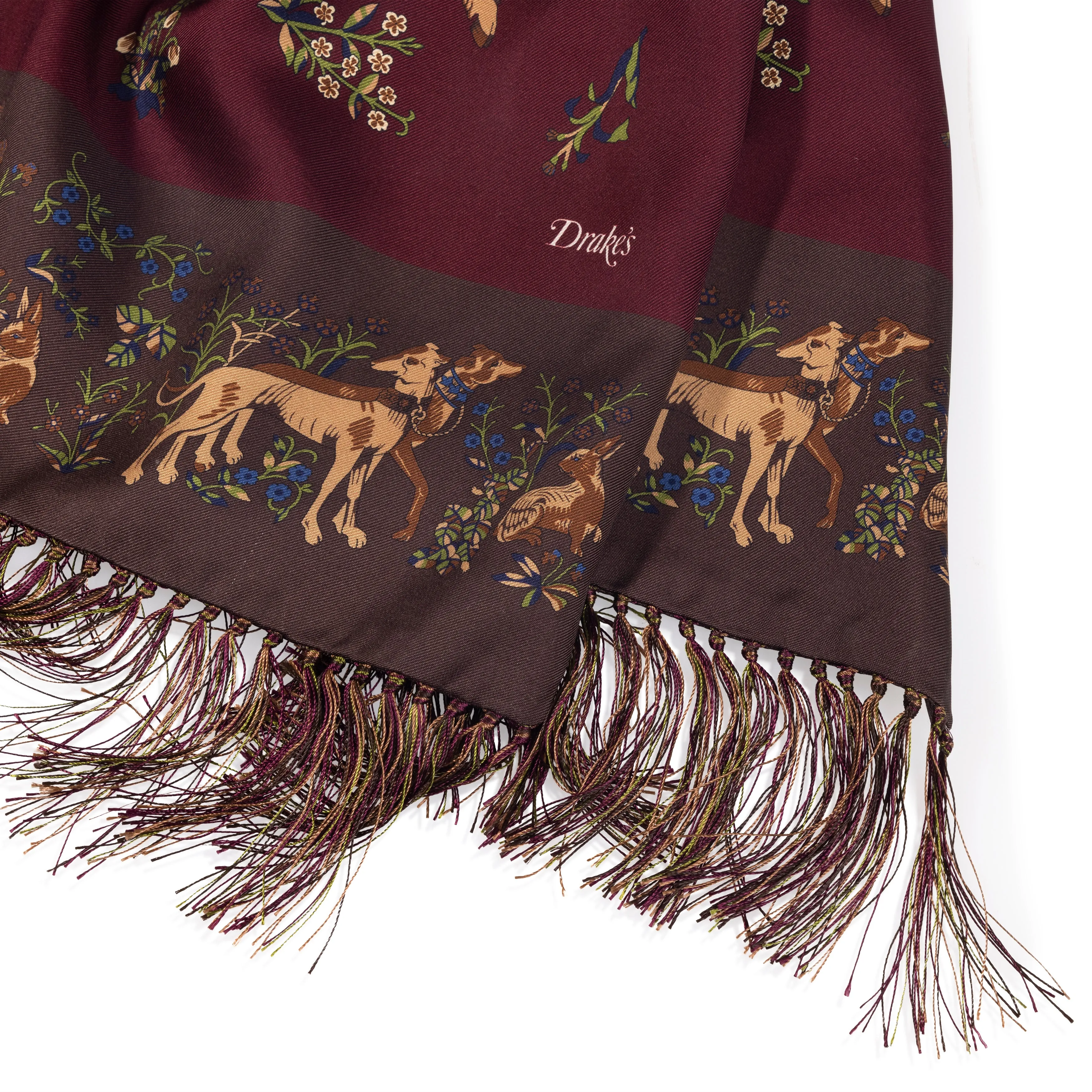 Silk Unicorn Print Tasseled Tubular Scarf
