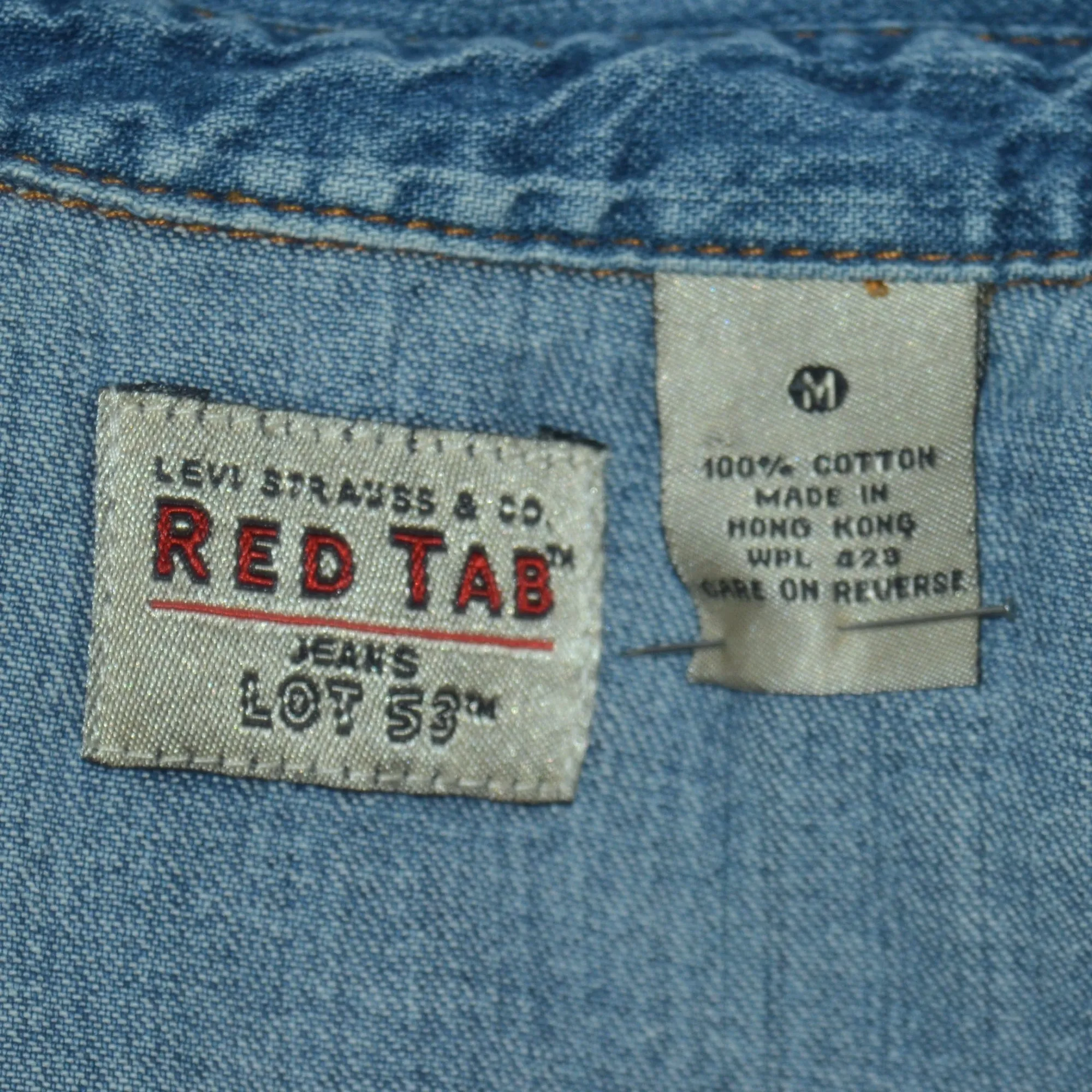 SOLD 90s Levis Denim Pearl Snap Western Blouse/Shirt, Red Tab Y2K  M