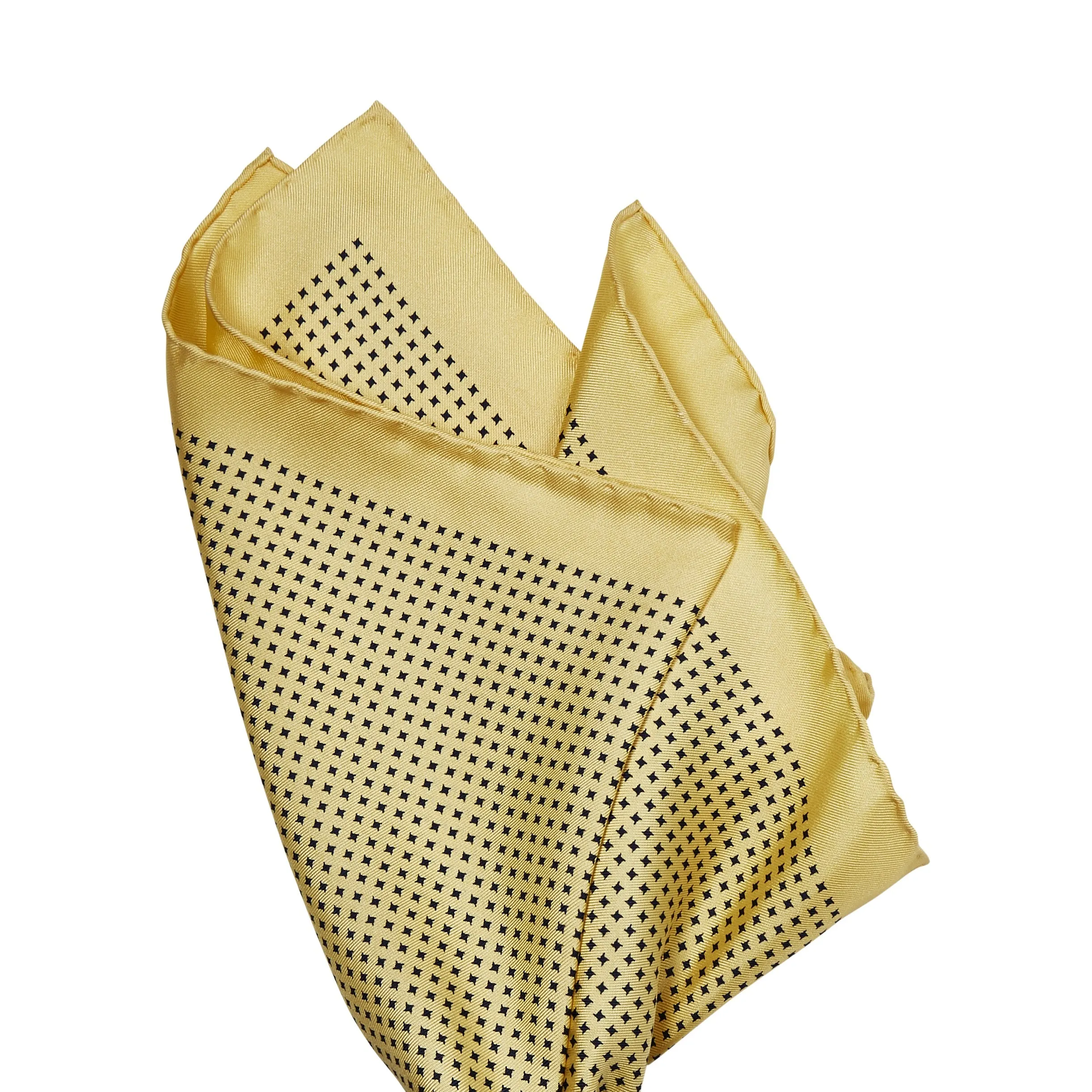 Sovereign Grade 100% Silk Yellow Repeating Star Pocket Square