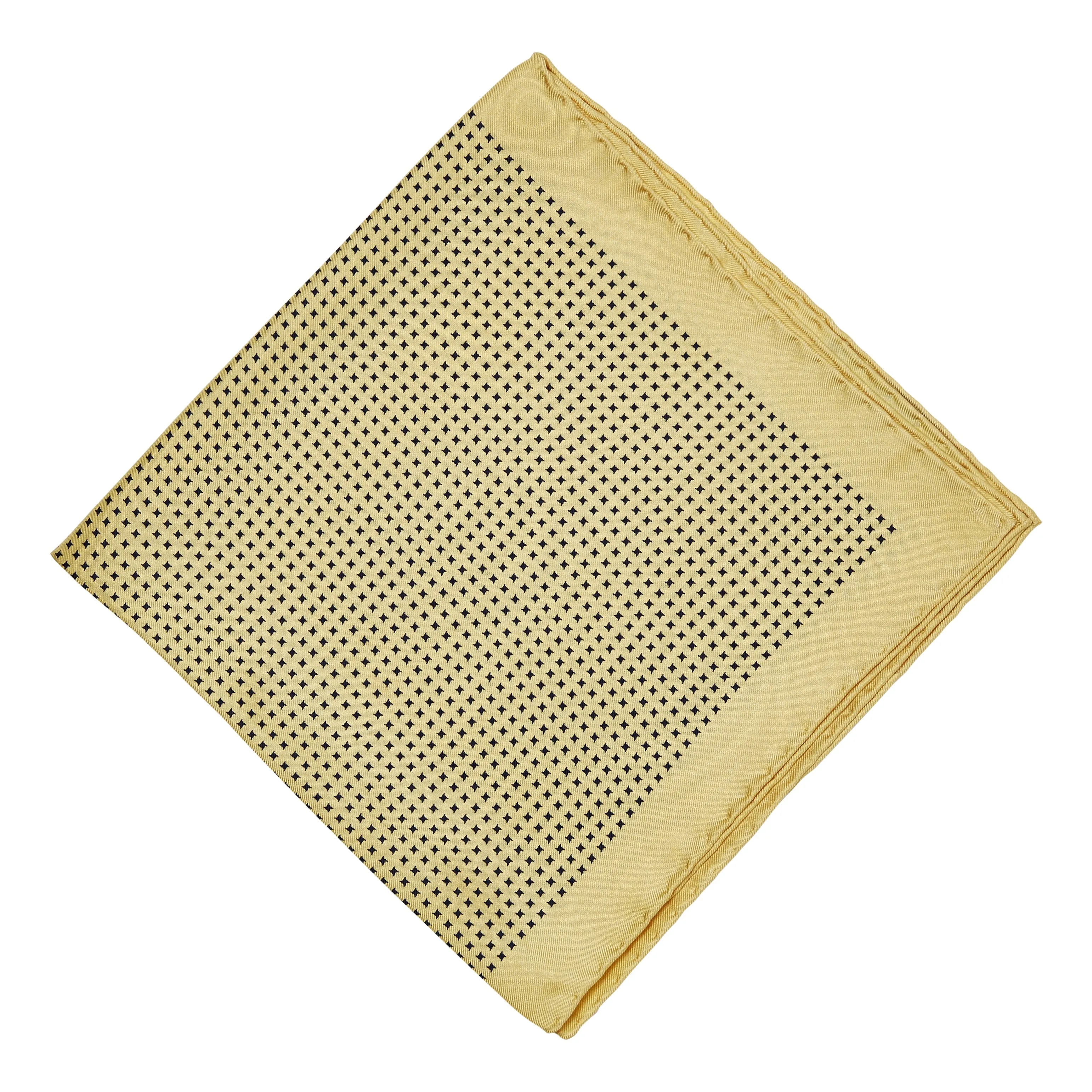 Sovereign Grade 100% Silk Yellow Repeating Star Pocket Square