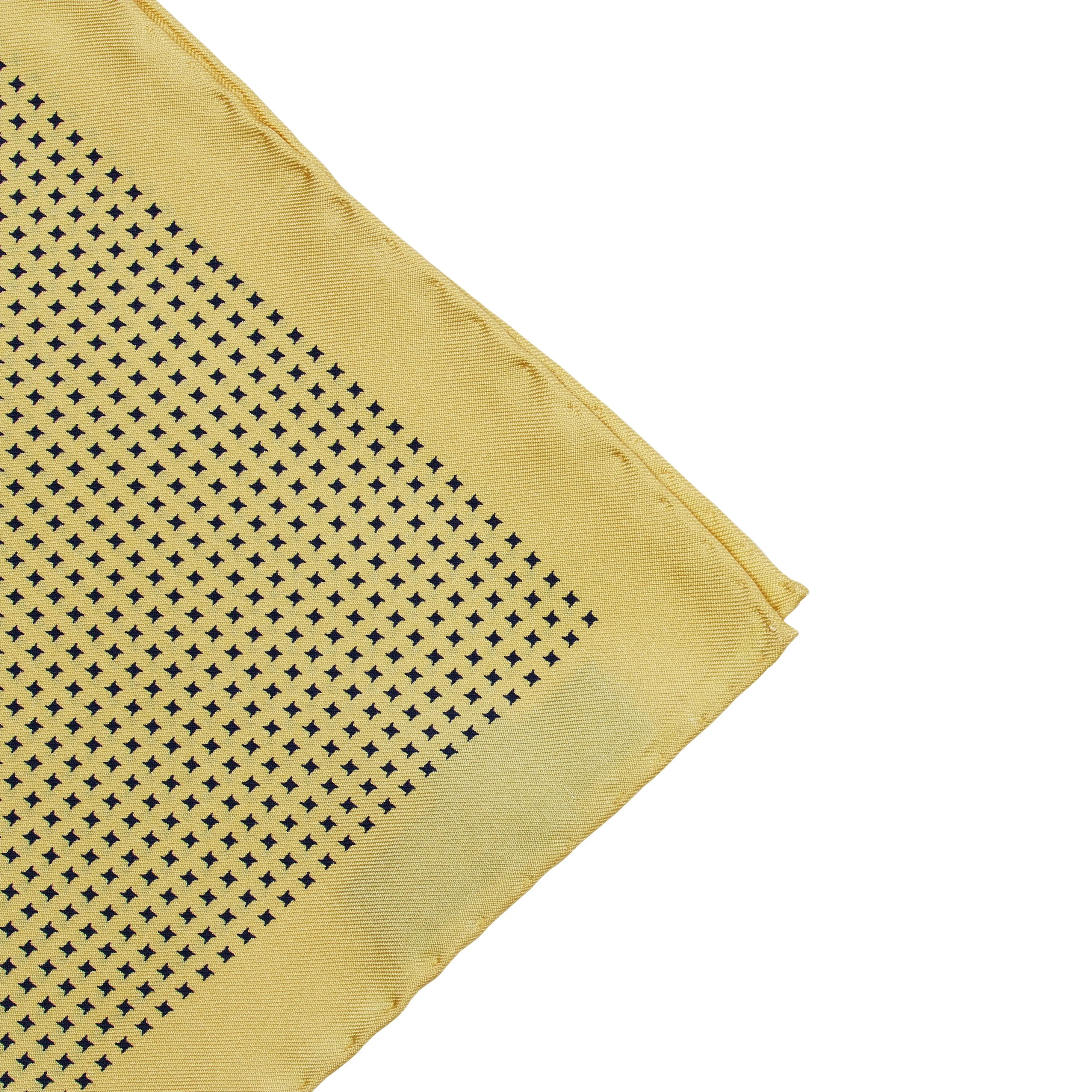 Sovereign Grade 100% Silk Yellow Repeating Star Pocket Square