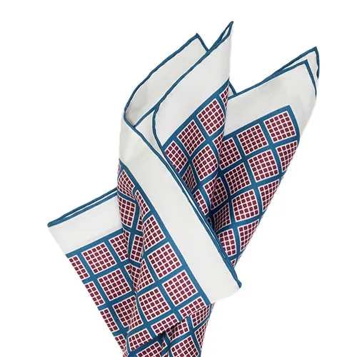 Sovereign Grade White/Sky Blue Quadrant Pocket Square