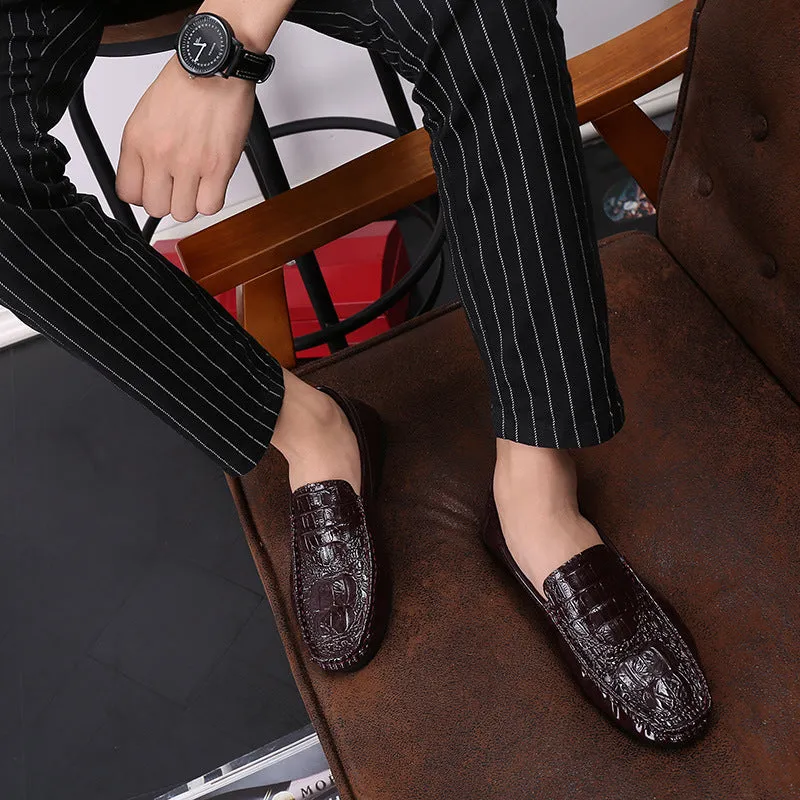 Spring new crocodile pattern peas shoes