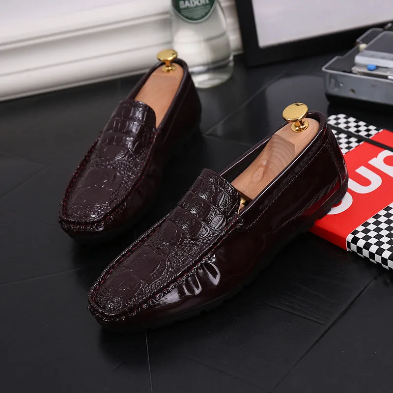 Spring new crocodile pattern peas shoes