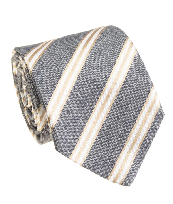 Striped Tie | Grey & Beige