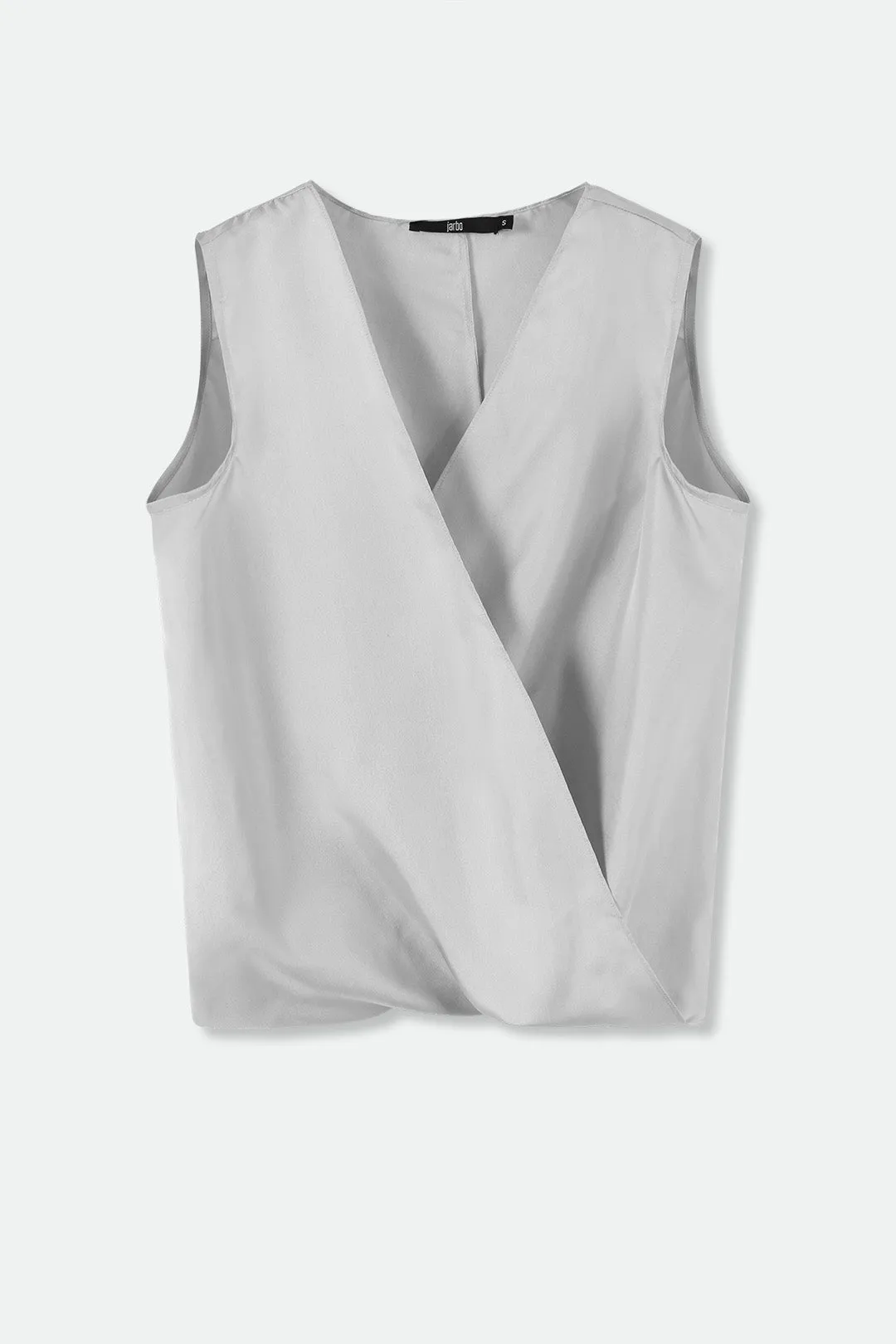 TARA SILK TWILL TWIST TANK TOP IN SILVER