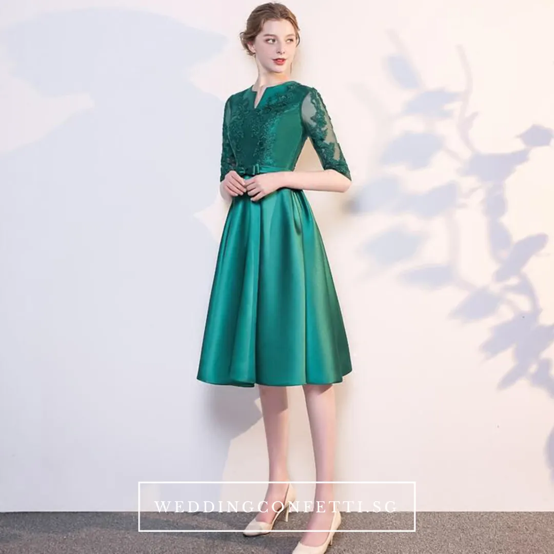 The Anastasia Green Lace Long Sleeves Gown