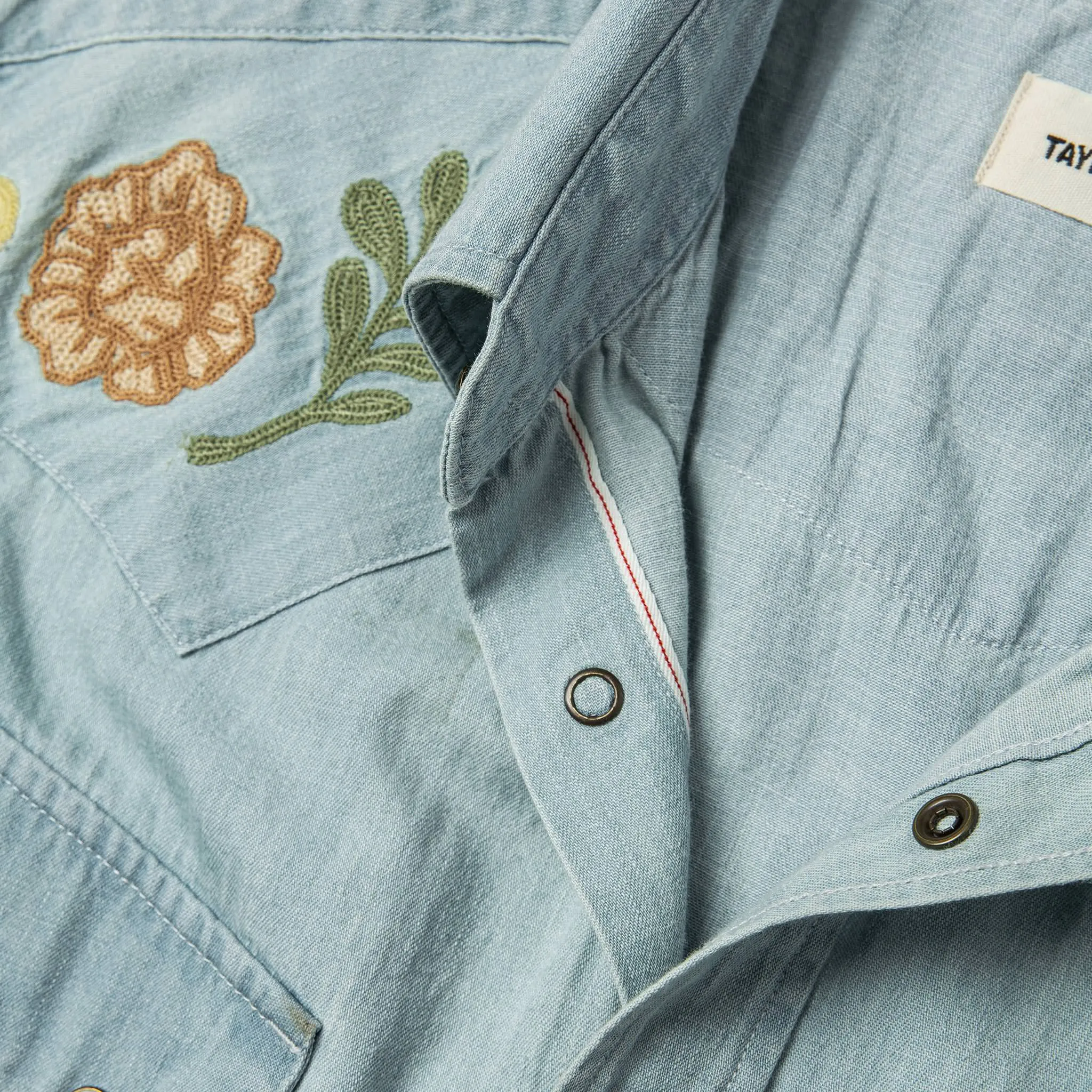 The Embroidered Western Shirt in Washed Denim