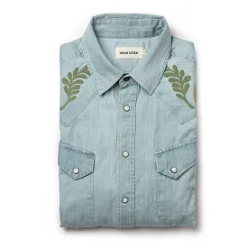 The Embroidered Western Shirt in Washed Denim