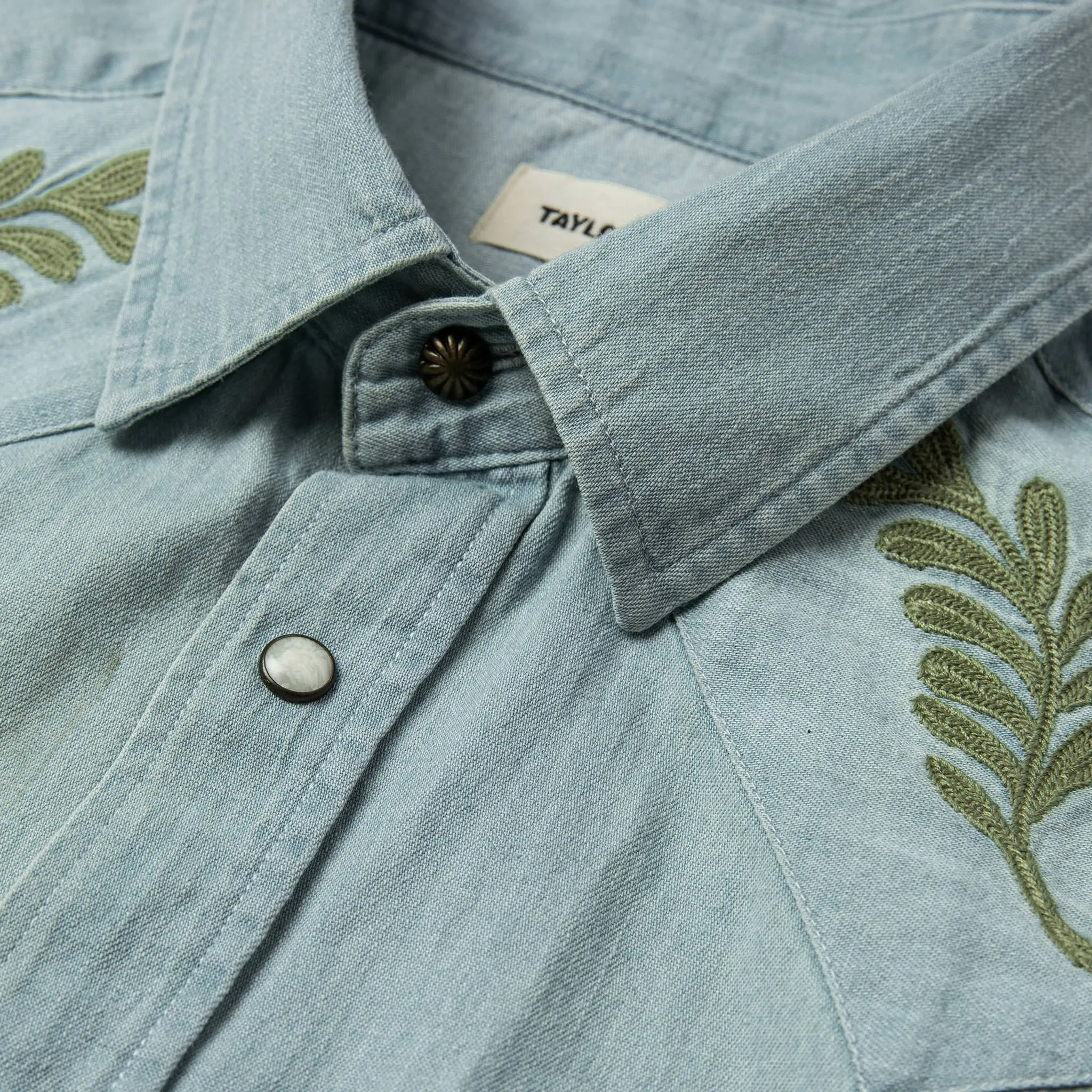 The Embroidered Western Shirt in Washed Denim
