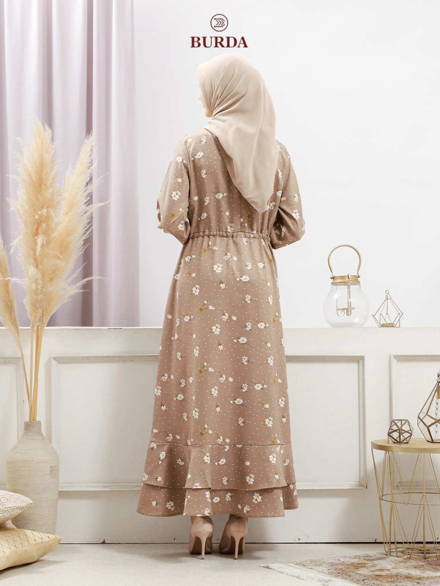 Women's Beige Floral Dress