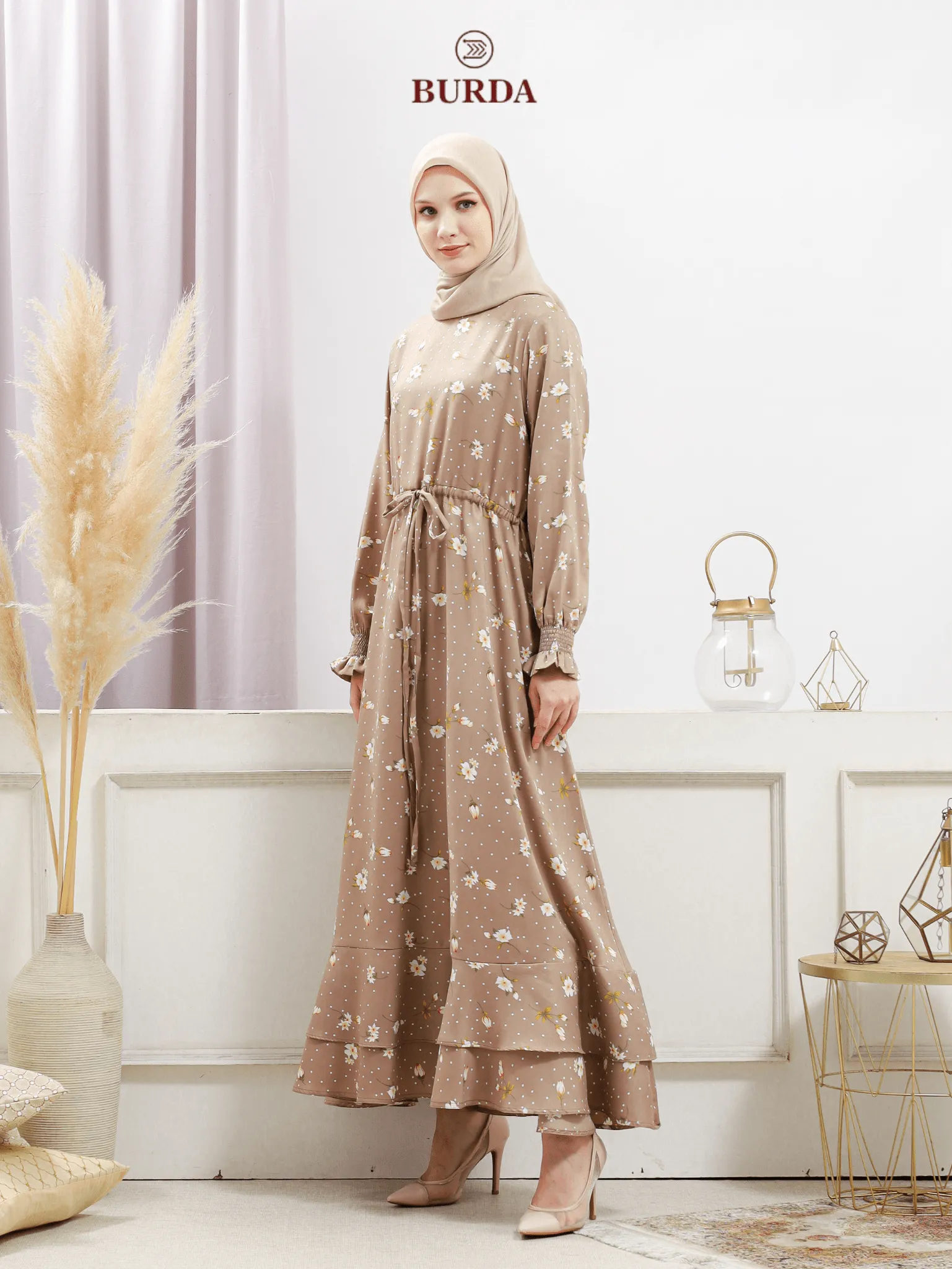 Women's Beige Floral Dress