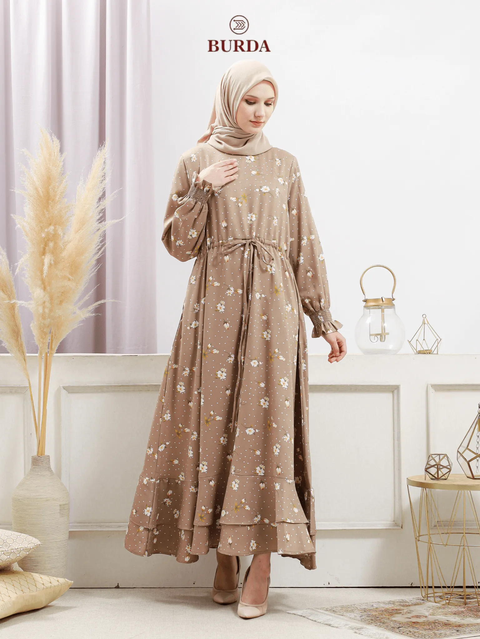Women's Beige Floral Dress