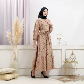 Women's Beige Polka Dot Dress