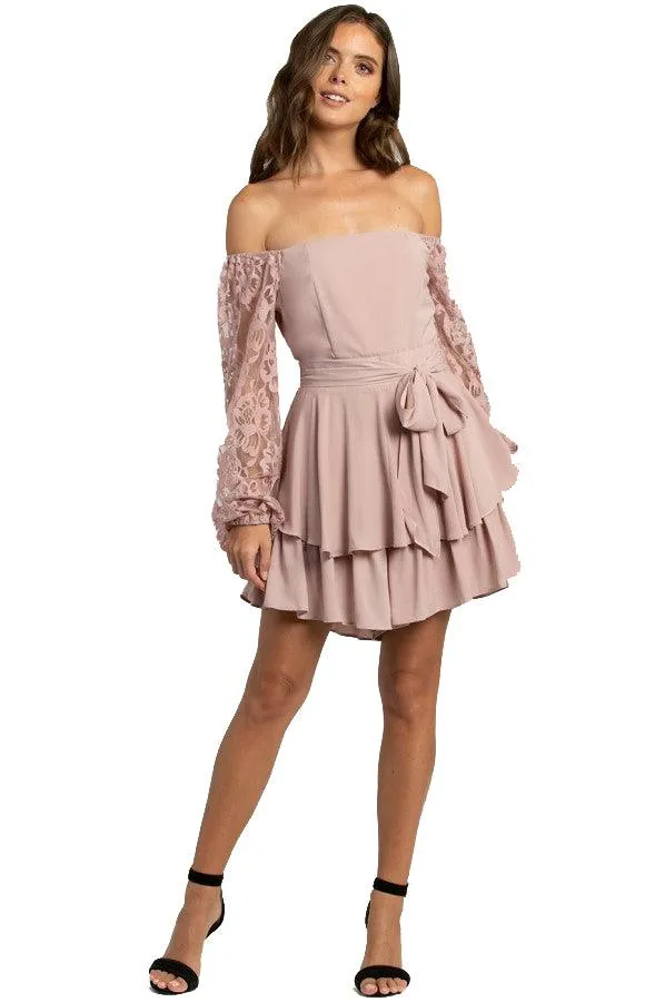 Women’s Blush Long Sleeve Playsuit with Lace