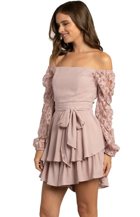 Women’s Blush Long Sleeve Playsuit with Lace