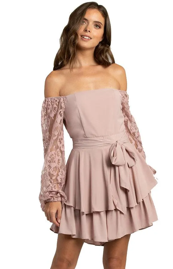 Women’s Blush Long Sleeve Playsuit with Lace