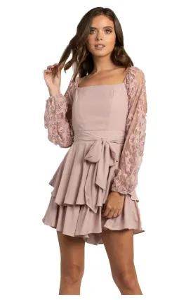 Women’s Blush Long Sleeve Playsuit with Lace